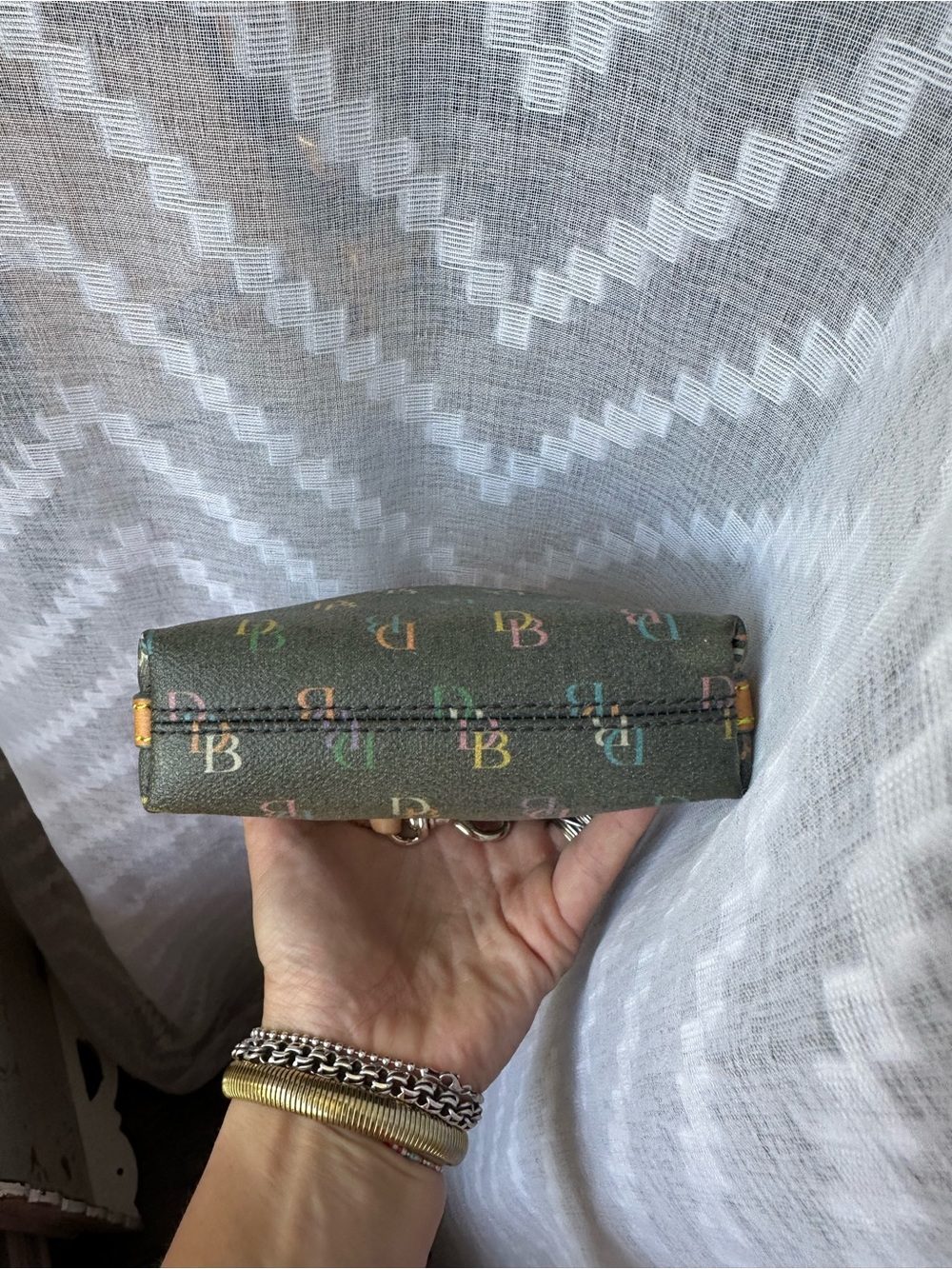 Dooney & Bourke Multicolor DB Mini Hobo logo bag with Tan Trim - Picture 7 of 7